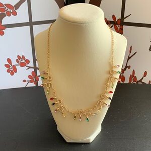 Gold Necklace with Multicolor Gemstones